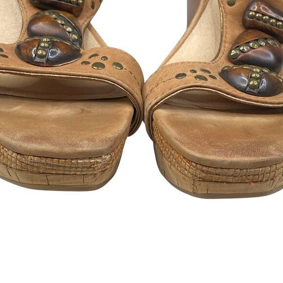 Frye Women’s Bridget Ornament Brown Wedge Sandal Size US 10 - Picture 12 of 13